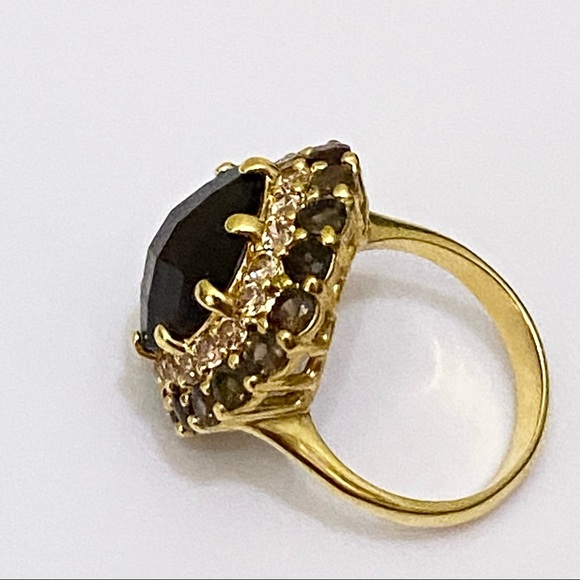 Vintage Smoky Topaz CZ Statement Ring Size 7 - Picture 6 of 16
